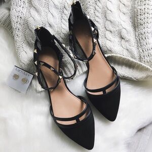 Aldo Black and Gold Pointed Flats
